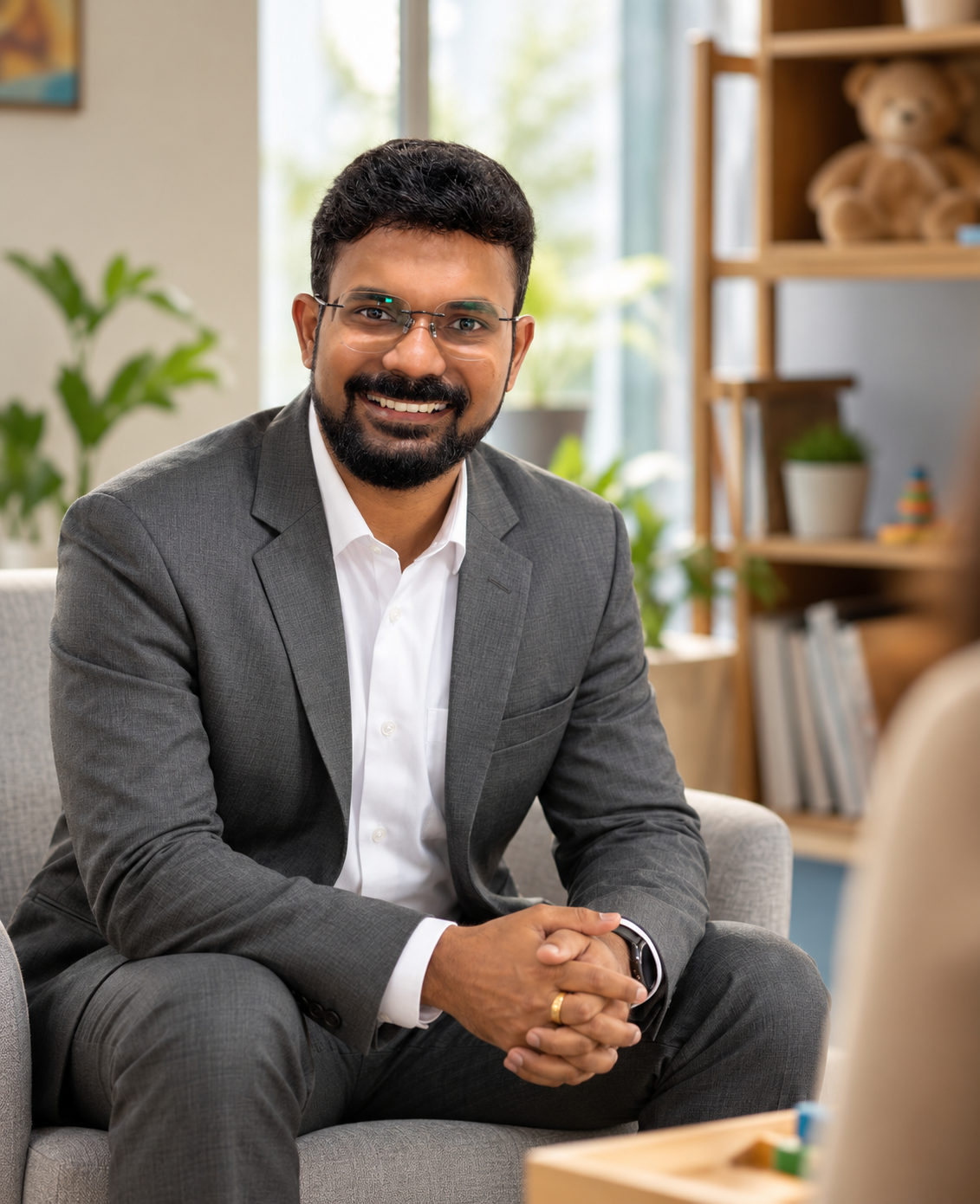 Dr Ravi Teja Innamuri, Neuro Psychiatrist, in his consultation room